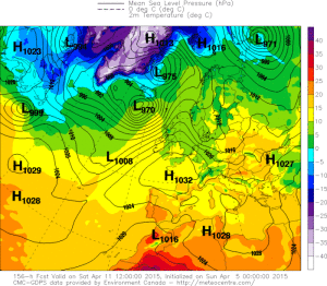 Temperaturile așteptate pentru ziua de sâmbătă la nivelul Europei.
