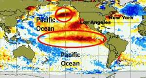 Fenomenul El Nino in acest an, la o intensitate apropiata de record. Sursa: theweathernetwork.com.